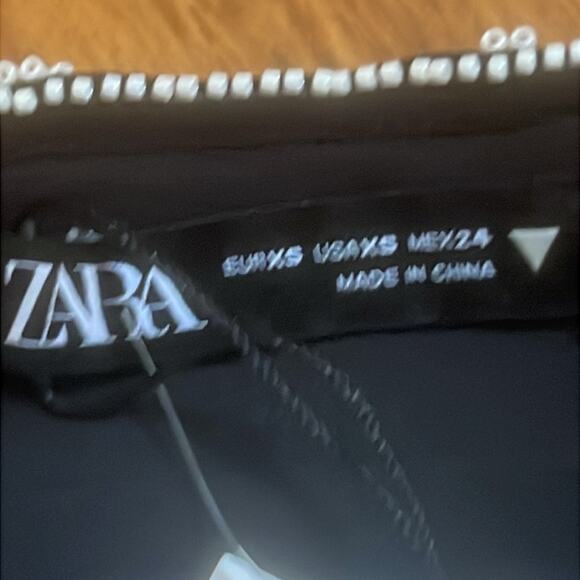 NWT Zara Monochrome Geometric Beaded size XS woman mini Skirt - Picture 8 of 8